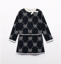 Load image into Gallery viewer, Girl Knit Tricot Skirt Set- Black
