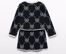 Load image into Gallery viewer, Girl Knit Tricot Skirt Set- Black
