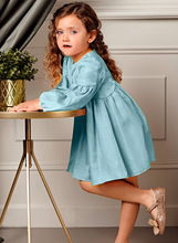 Load image into Gallery viewer, Girl Satin Shine Dress- Aqua
