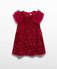 Load image into Gallery viewer, Girl Sequin &amp; Tulle Dress- Red
