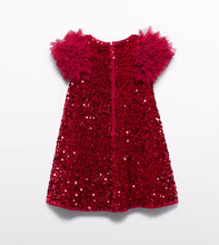 Load image into Gallery viewer, Girl Sequin &amp; Tulle Dress- Red
