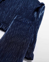 Load image into Gallery viewer, Girl Pleated Knit Trouser Set- Navy
