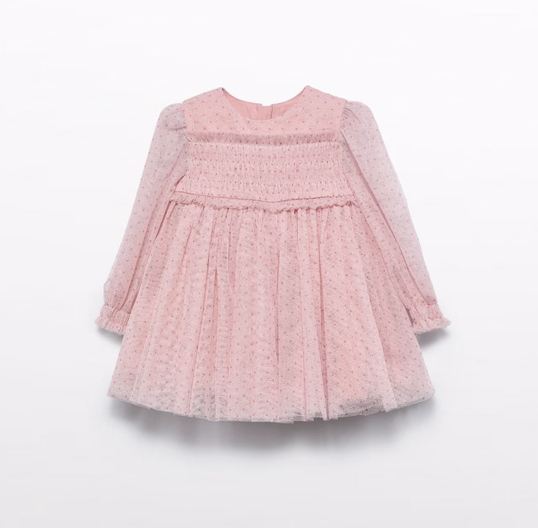 Girl Glitter Baby Shimmer Tulle Dress- Petal