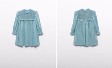 Load image into Gallery viewer, Girl Pleated Baby Dress- Aqua

