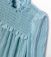 Load image into Gallery viewer, Girl Pleated Baby Dress- Aqua
