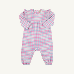 Leigh Ann Angel Sleeve Romper- Barrington Blue/ HHP Gingham