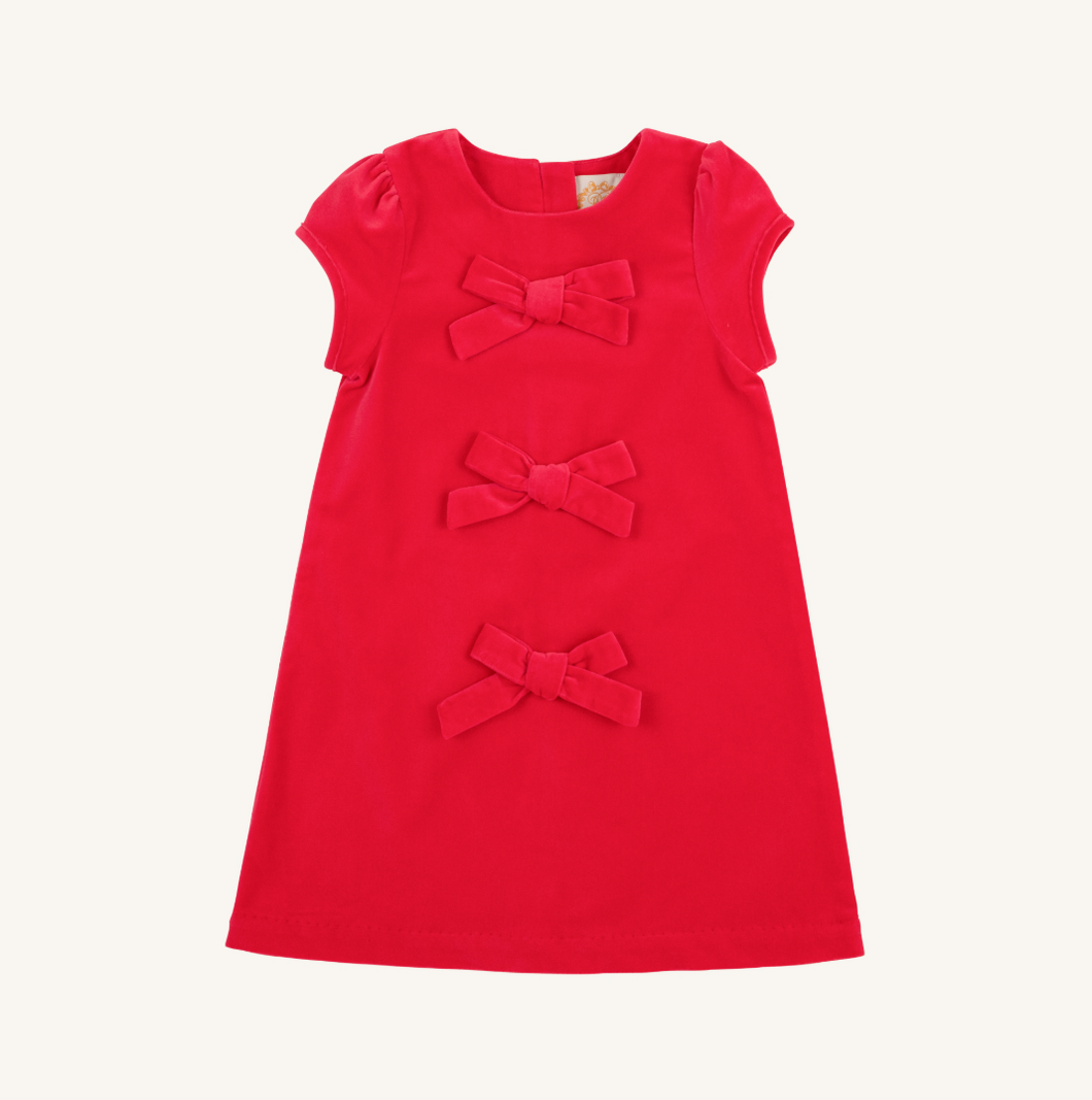 Betts Bow Dress Velveteen- Richmond Red Velveteen