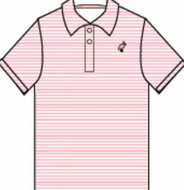 Prim & Proper Polo SS- Sanibel Salmon Stripe/ Pompano Peach