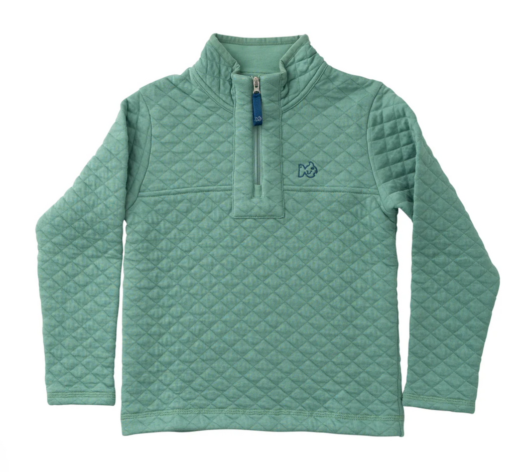 Quilted Zip Pullover- Frosty Spruce
