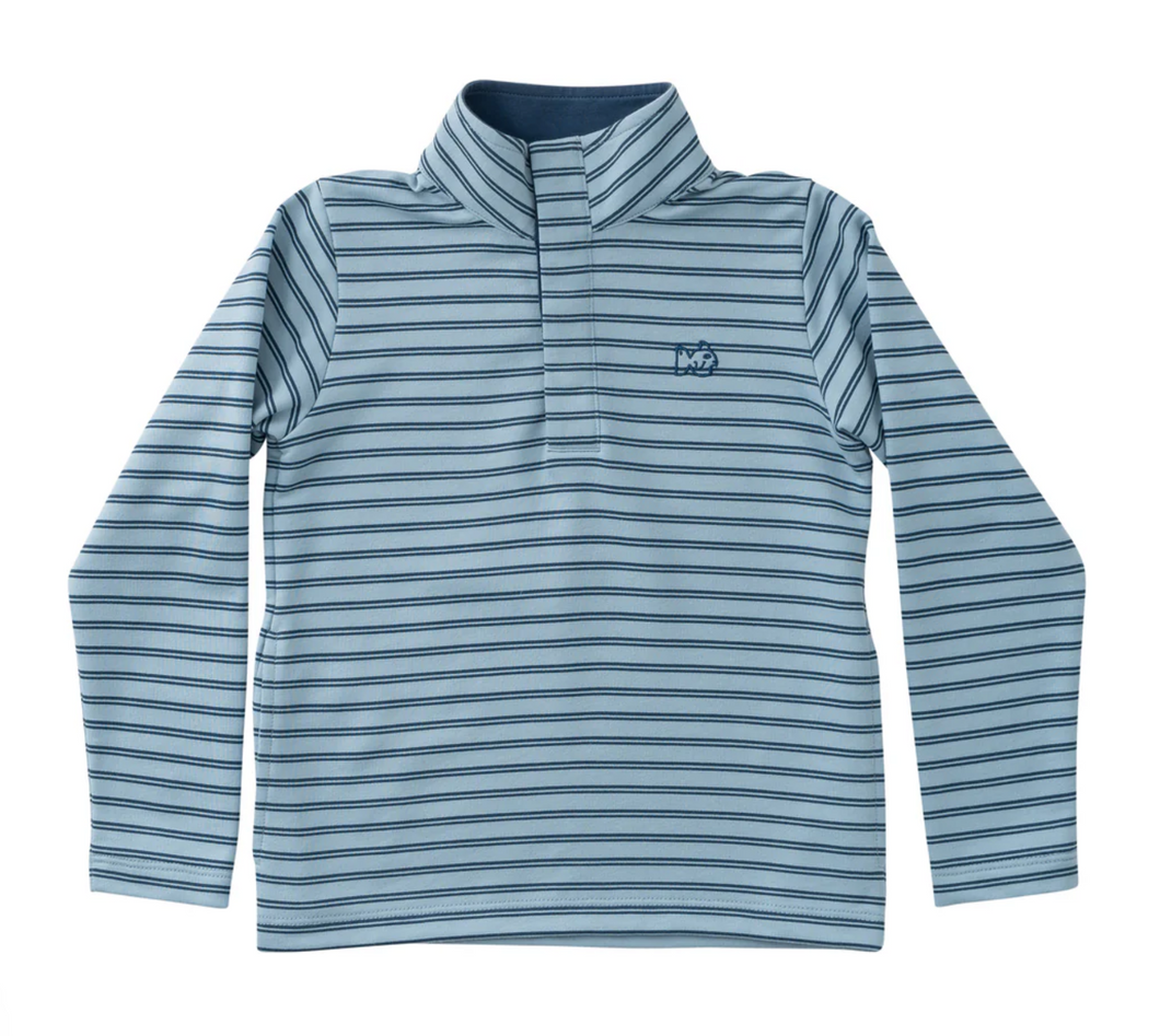 Sporty Snap Stripe Pullover -Ashley Blue/Dark Denim