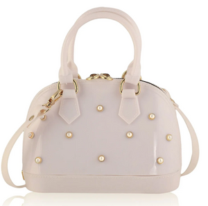 Cate Blush White Purse w/ Pearls
