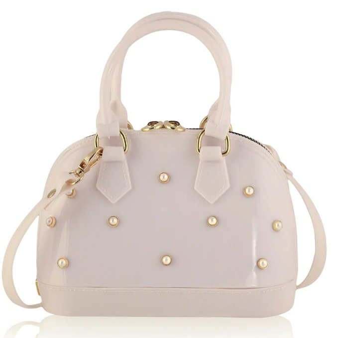 Cate Blush White Purse w/ Pearls
