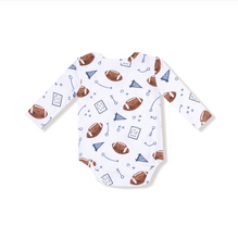 Load image into Gallery viewer, Touchdown Time Lap Shoulder Bodysuit- White/Navy
