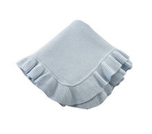 Load image into Gallery viewer, Jersey Knitted Ruffle Blanket Blue
