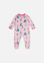 Load image into Gallery viewer, Pink Trees Print Zip Footie
