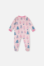 Load image into Gallery viewer, Pink Trees Print Zip Footie
