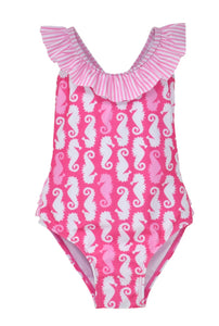 Happy Pink Seahorses UPF 50+ Mindy Swimsuit