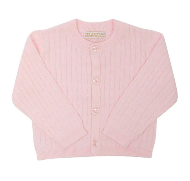 Cambridge Cable Cardigan - Palm Beach Pink/ Pearlized Buttons