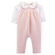 Pink Roses Pima Jacq Overall w/ Emb Collar Set