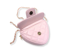 Load image into Gallery viewer, Quilted Leather Heart Purse - Pink
