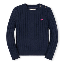 Load image into Gallery viewer, Navy Crew Neck Cable Sweater - PK
