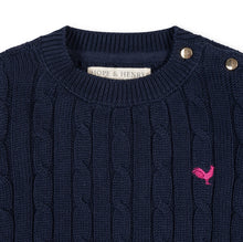Load image into Gallery viewer, Navy Crew Neck Cable Sweater - PK
