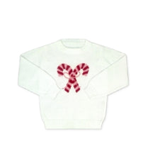 Load image into Gallery viewer, Cozy Up White Sweater w/ Candy Cane
