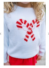 Load image into Gallery viewer, Cozy Up White Sweater w/ Candy Cane
