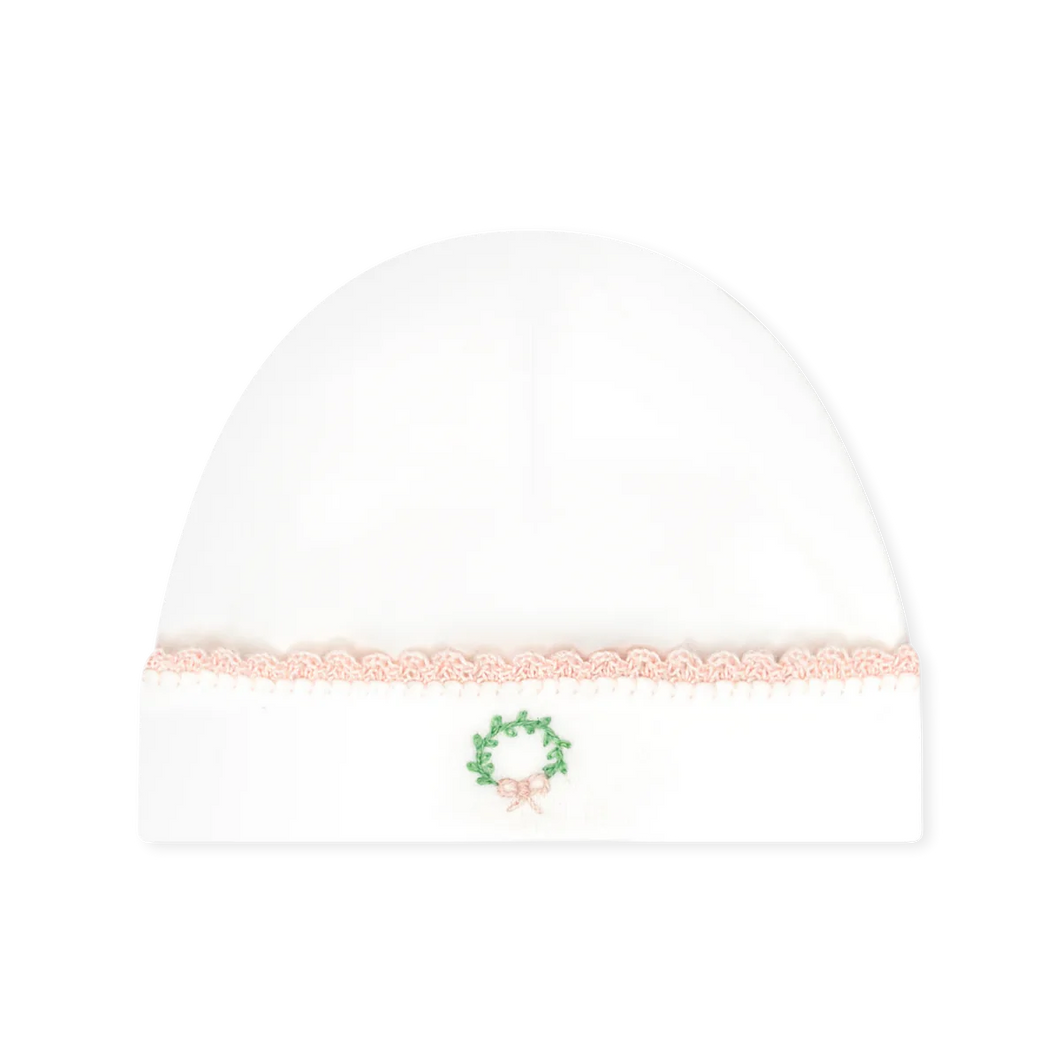 Baby Hat w/Wreath - Park White & Pink