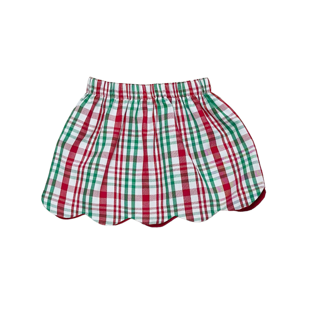 Sleigh Plaid Kendall Reversible Skirt in Red Cord