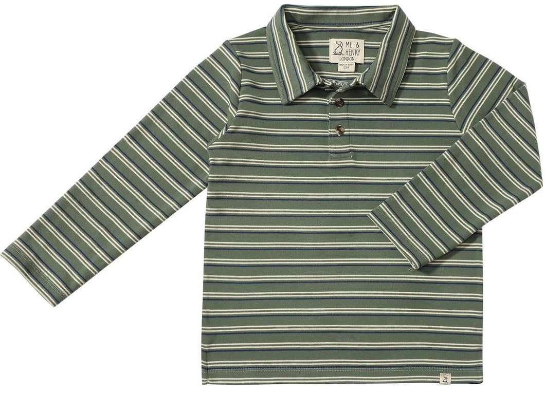 Spencer Polo- Forest/Navy Stripe