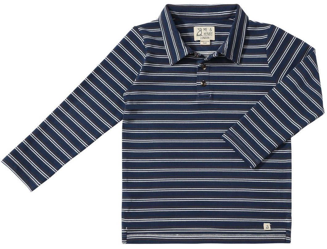 Spencer Polo- Navy/White Stripe