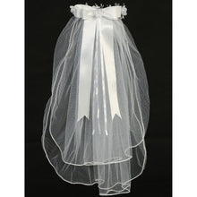 Load image into Gallery viewer, Veil - Organza &amp; Crystal Flowers w/ Satin Bow
