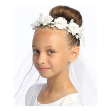 Load image into Gallery viewer, Veil - Corded Flowers w/ Pearls &amp; Rhinestones
