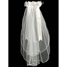 Load image into Gallery viewer, Veil - Corded Flowers w/ Pearls &amp; Rhinestones
