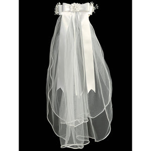 Veil - Corded Flowers w/ Pearls & Rhinestones