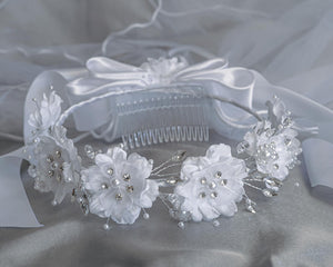 Veil - Corded Flowers w/ Pearls & Rhinestones