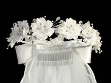 Load image into Gallery viewer, Veil - Corded Flowers w/ Pearls &amp; Rhinestones
