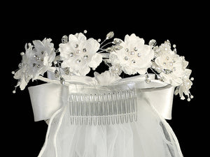 Veil - Corded Flowers w/ Pearls & Rhinestones