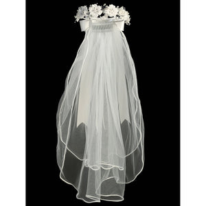 Veil - Corded Flowers w/ Pearls & Rhinestones