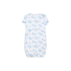 Blue Toile Baby Gown