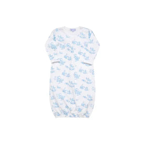 Blue Toile Baby Gown