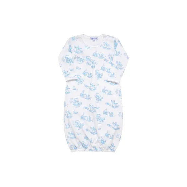 Blue Toile Baby Gown