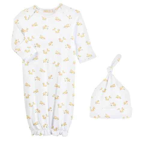 Tiny Baby Duckies Gown & Hat Set