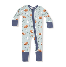 Load image into Gallery viewer, Touchdown Time 2-Way Zipper Romper- Lt &amp; Dk Blue
