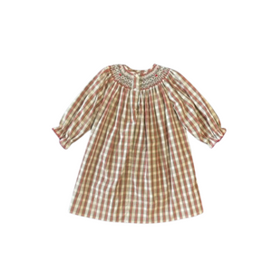 Emma Smocked Bishop Dress - Red Plaid