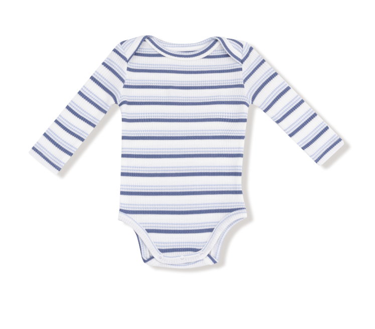 Vintage Stripe Lap Shoulder Bodysuit- Blue