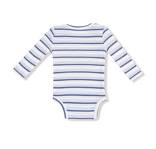 Load image into Gallery viewer, Vintage Stripe Lap Shoulder Bodysuit- Blue
