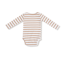 Load image into Gallery viewer, Vintage Stripe Lap Shoulder Bodysuit- Brown
