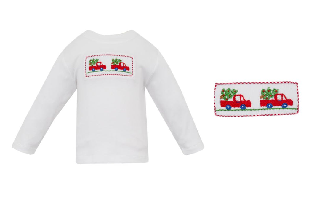X'mas Trees w/ Cars T-Shirt LS- White